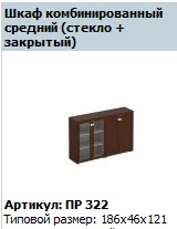 "Премьер" Дверь стеклянная в рамке средняя (комплект 2шт) шкафа среднего артикул ПР 696