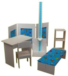Hospital Play Furniture Set for Kids (Height Chart, Table, Chair, Medicine Rack, Screen, Couch)