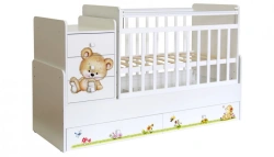 Fairy 1100 Bear Children's Bed with Changing Table, White, Art. 0001033.9.13