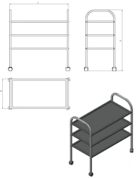 Procedure Table with 3 Shelves for Research and Equipment (Model ST.P.P3)
