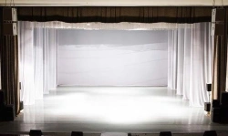 White Cabinet Stage Design - Custom Textile Decoration