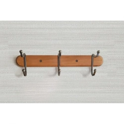 Wall-mounted coat rack with 3 hooks